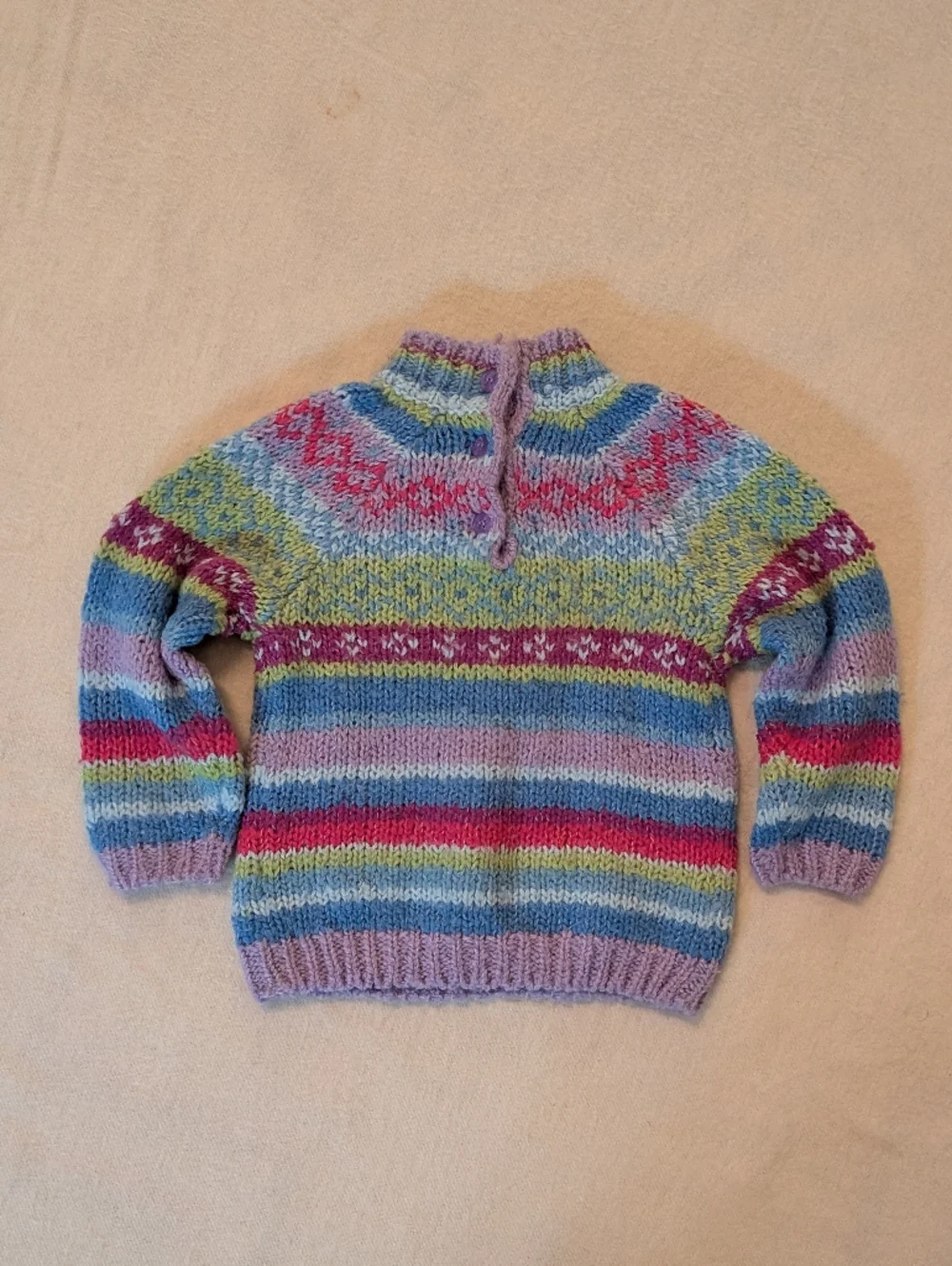 Vintage The Children's Place 18M Multicolor Striped Mockneck Sweater